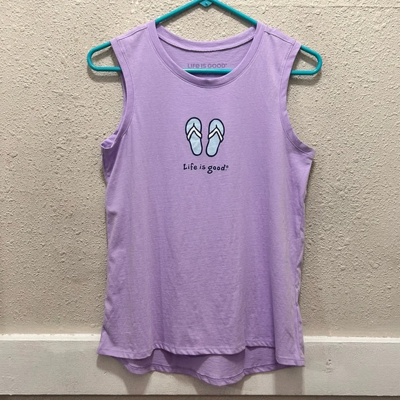 Life is Good Purple Tank with Flip Flops NWOT XS - Picture 1 of 5